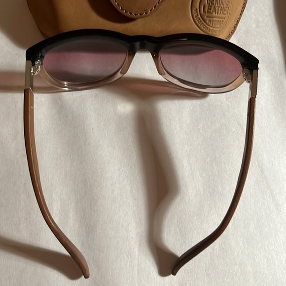 Velez vintage leather arm brown ombré retro sunnies sunglasses with leather case - Picture 4 of 14